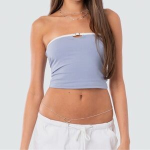 Edikted Blue and White Crop Top
